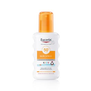 Eucerin Sun Kids Spray SPF50+ 200 ml สเปรย์กันแดดสำหรับเด็กและผิวบอบบาง ปกป้องจากรังสี UVA/UVB และแสงสีฟ้า สูตรอ่อนโยนไร้น้ำหอม สี และพาราเบน พร้อมใช้งานง่ายทุกวัน