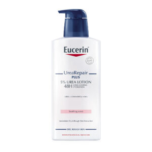 โลชั่น Eucerin Urea Repair Plus 5% Urea Lotion 400ml เติมความชุ่มชื้นและฟื้นฟูผิวแห้งมาก ด้วยยูเรียและสารให้ความชุ่มชื้นเข้มข้น เหมาะสำหรับผิวที่ขาดน้ำและหยาบกร้าน