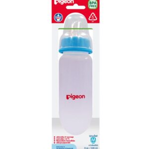 Pigeon ขวดนม PP 240 มล. พร้อมจุกนมคลาสสิค ขนาด M ผลิตจากวัสดุทางการแพทย์ ปลอด BPA และ BPS ทนความร้อนสูง เหมาะสำหรับทารกอายุ 4-5 เดือน