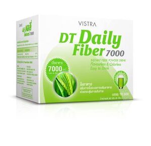 Vistra DT Daily Fiber 7000mg 10 ซอง ไฟเบอร์ใยอาหารจากข้าวสาลี ช่วยเพิ่มกากในระบบทางเดินอาหาร กระตุ้นการขับถ่ายและดูแลสุขภาพลำไส้ เหมาะสำหรับผู้ที่ต้องการระบบขับถ่ายปกติและการย่อยอาหารที่ดียิ่งขึ้น