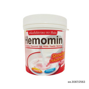 Hemomin Strawberry Egg White Powder Beverage 400 กรัม — เครื่องดื่มโปรตีนจากไข่ขาว ไขมันต่ำ ไม่มีคอเลสเตอรอล รสสตรอว์เบอร์รี ดื่มง่าย เหมาะสำหรับผู้ที่ต้องการเสริมโปรตีน ควบคุมน้ำหนัก และดูแลกล้ามเนื้อ
