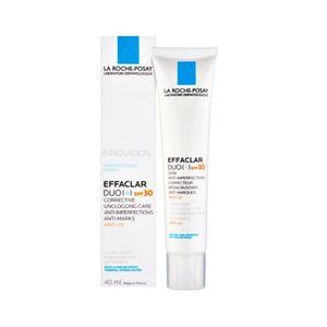 La Roche‑Posay Effaclar Duo SPF30 40ml ครีมลดสิวและปกป้องผิวจากรังสี UVA/UVB ด้วย SPF30 ช่วยลดสิวอุดตัน รอยแดง‑รอยดำ พร้อมควบคุมความมันและใช้เป็นเบสก่อนแต่งหน้าได้อย่างบางเบา