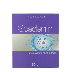 Scaderm Aqua Water Drop Cream 50g ครีมบำรุงผิวเนื้อพิเศษแตกตัวเป็นน้ำ ช่วยมอบความชุ่มชื้นล้ำลึก ปรับผิวให้เรียบเนียนและกระจ่างใส เหมาะสำหรับทุกสภาพผิว