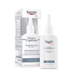 Eucerin DermoCapillaire Thinning Hair Treatment 100ml ทรีทเม้นต์บำรุงหนังศีรษะและเส้นผม ช่วยเสริมความแข็งแรงของรากผม ลดผมขาดร่วง และทำให้ผมดูหนาขึ้น ใช้ง่ายไม่ต้องล้างออก เหมาะสำหรับผมบางและหนังศีรษะอ่อนแอ