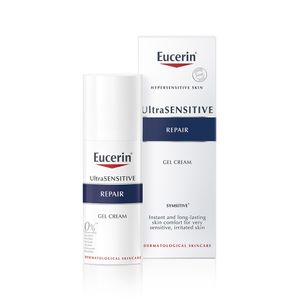 เจลครีม Eucerin Ultrasensitive Repair Gel Cream 50ml ปลอบประโลมและฟื้นบำรุงผิวแพ้ง่าย ช่วยเสริมเกราะปกป้องผิวและให้ความชุ่มชื้นยาวนาน เนื้อบางเบา ซึมไว เหมาะสำหรับใช้เป็นประจำทุกวัน