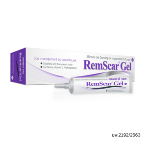 Remscar Gel Scar Care Gel 7g เจลซิลิโคนใสช่วยลดเลือนรอยแผลเป็นจากแผลผ่าตัด แผลอุบัติเหตุ หรือแผลไหม้ พร้อมวิตามิน E และ Phytosqualane ช่วยให้ผิวบริเวณรอยแผลเป็นนุ่มและดูเรียบเนียนยิ่งขึ้น