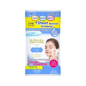 Bifesta Brightup Cleansing Sheet 10pcs แผ่นเช็ดเครื่องสำอางอ่อนโยน ช่วยขจัดเมคอัพและสิ่งสกปรก พร้อมบำรุงผิวให้แลดูกระจ่างใส ใช้ง่าย เหมาะสำหรับทุกสภาพผิว