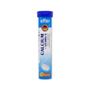 Effer Calcium Vitamin D เม็ดฟู่ 20 เม็ด ผลิตภัณฑ์เสริมอาหารแคลเซียมผสมวิตามิน D ช่วยเสริมสร้างกระดูกและฟันให้แข็งแรง เพิ่มการดูดซึมแคลเซียม ละลายน้ำง่าย ดื่มสะดวกทุกวัน