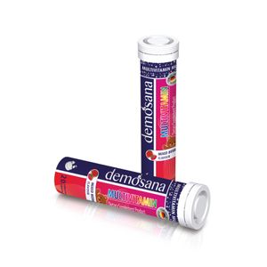 Demosana Multivitamin Mixed Berry Flavour 20 เม็ด มัลติวิตามินรวมรสเบอร์รี่ช่วยเติมวิตามินและแร่ธาตุที่จำเป็น เพิ่มพลังงานและเสริมระบบภูมิคุ้มกัน เหมาะสำหรับดูแลสุขภาพทุกวัน