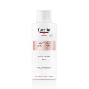 Eucerin Spotless Brightening Body Lotion SPF7 250ml โลชั่นบำรุงผิวกายช่วยฟื้นฟูผิวหมองคล้ำ เติมความชุ่มชื้นและปกป้องผิวจากแสงแดดด้วย SPF7 ให้ผิวเรียบเนียนและกระจ่างใสอย่างอ่อนโยน