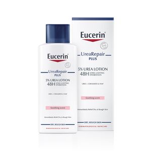 Eucerin Urea Repair Plus Urea 48H Lotion 250ml โลชั่นบำรุงผิวกายสำหรับผิวแห้งมาก ช่วยเติมและล็อกความชุ่มชื้นให้ผิวยาวนานถึง 48 ชั่วโมง พร้อมเสริมเกราะป้องกันผิวให้ดูสุขภาพดี