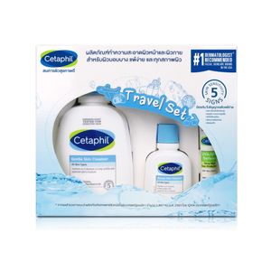 Cetaphil Travel Set ชุดผลิตภัณฑ์ดูแลผิวขนาดพกพา เหมาะสำหรับผิวบอบบาง แพ้ง่าย และทุกสภาพผิว ประกอบด้วย Gentle Skin Cleanser 125ml & 29ml และ UVA/UVB Defense SPF50+ ขนาด 5ml เหมาะสำหรับเดินทางและใช้ประจำวัน