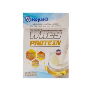 Royal‑D Whey Protein Vanilla Flavour 50 g 10 ซอง — เวย์โปรตีนรสวนิลลาเสริมสารอาหารและวิตามิน ดีต่อการสร้างและฟื้นฟูมวลกล้ามเนื้อ พร้อมวิตามินและแร่ธาตุเพื่อโภชนาการที่ครบถ้วน เหมาะสำหรับผู้ที่ออกกำลังกายและทุกวัย