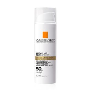 La Roche‑Posay Anthelios Age Correct SPF50/PA++++ 50ml กันแดดสำหรับผิวหน้า ปกป้อง UVA/UVB และมลภาวะ พร้อมบำรุงผิวให้ดูกระจ่างใส ลดเลือนริ้วรอยและจุดด่างดำ เหมาะสำหรับใช้ทุกวันก่อนออกแดด