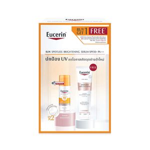 Eucerin, Spotless Brightening, กันแดดเซรั่ม, SPF50+, PA++++, Cleansing Foam, โฟมล้างหน้า, ลดจุดด่างดำ, ผิวกระจ่างใส, Thiamidol, ปกป้องแสงแดด