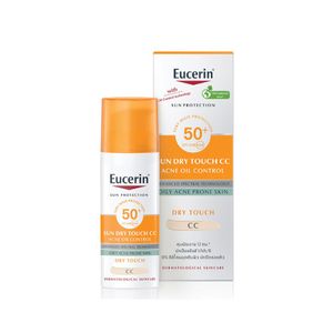 Eucerin Sun Dry Touch CC Oil Control SPF50+ PA++++ 50ml กันแดดหน้าเนื้อ CC Cream ปกป้องผิวจาก UVA/UVB พร้อมคุมมันและช่วยปกปิดจุดด่างดำ เหมาะสำหรับผิวมันและเป็นสิวง่าย ใช้ได้ทุกวัน