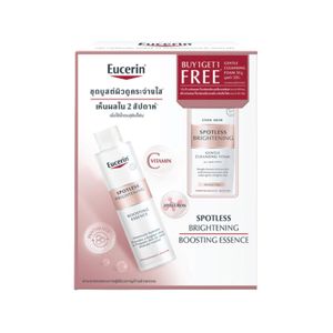 Eucerin Spotless Brightening Boosting Essence 100ml พร้อมโฟมล้างหน้า Spotless Brightening Gentle Cleansing Foam 50g ช่วยผลัดผิวหมองคล้ำ เติมความชุ่มชื้นและลดจุดด่างดำ เหมาะกับผิวหมองคล้ำและผิวขาดน้ำ