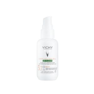 กันแดด VICHY Capital Soleil UV Clear SPF50+ PA++++ 40ml เหมาะสำหรับผิวมันและผิวเป็นสิวง่าย มอบการปกป้องสูงจากรังสี UVA/UVB พร้อมเนื้อฟลูอิดบางเบา ช่วยควบคุมความมันและลดเลือนรอยดำจากสิว