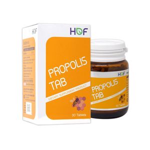 HOF Propolis Tab 30 เม็ด ผลิตภัณฑ์เสริมอาหารสารสกัดโพรโพลิสธรรมชาติ ช่วยเสริมระบบภูมิคุ้มกันและสนับสนุนระบบทางเดินหายใจ เหมาะสำหรับผู้ที่ต้องการดูแลสุขภาพโดยรวมทุกวัน