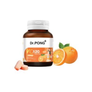 Dr.PONG VC120 Vitamin C 120 mg 120 เม็ด วิตามินซีเม็ดเคี้ยวสูตรไม่มีน้ำตาล ช่วยเสริมภูมิคุ้มกัน เพิ่มการสร้างคอลลาเจน และบำรุงผิวพรรณ เหมาะสำหรับทุกวัยในชีวิตประจำวัน