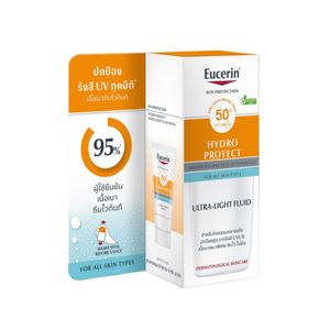 กันแดดหน้า EUCERIN Sun Hydro Protect Ultra Light Fluid SPF50+ 5ml กันแดดเนื้อบางเบา ปกป้องผิวจากรังสี UVA/UVB พร้อมเติมความชุ่มชื้น ใช้ได้ทุกวัน เหมาะสำหรับทุกสภาพผิว