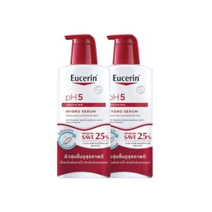 ชุด Eucerin pH5 Sensitive Skin Hydro Serum Pack 400ml x 2 เซรั่มบำรุงผิวกายสูตรบางเบา เหมาะสำหรับผิวแห้ง‑บอบบางและแพ้ง่าย ช่วยเติมความชุ่มชื้นและปลอบประโลมผิวให้เรียบเนียน สุขภาพดีทุกวัน