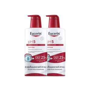 EUCERIN pH5 Dry Sensitive Skin Lotion แพ็คคู่ (400ml x 2) โลชั่นบำรุงผิวกายสูตรอ่อนโยนสำหรับผิวแห้งและแพ้ง่าย ช่วยเติมความชุ่มชื้นและปรับสมดุลผิวเป็นประจำทุกวัน