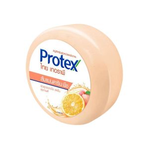PROTEX สบู่ก้อน สูตรส้มแมนดารินพีช 145g เหมาะสำหรับทำความสะอาดผิวหน้าและกาย พร้อมวิตามินซีและวิตามินอีเพื่อผิวสดชื่น เปล่งปลั่ง ใช้ได้ทุกวันอย่างอ่อนโยน