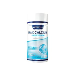 MEDIVISS Max Calcium ผลิตภัณฑ์เสริมอาหารแคลเซียม แอล-ทริโอเนต พร้อมคอลลาเจน type II และวิตามิน D3 ช่วยดูแลกระดูกและฟันให้แข็งแรง เหมาะสำหรับผู้ที่ต้องการบำรุงโครงสร้างร่างกาย (30 เม็ด)