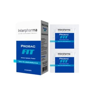 Interpharma Probac Fit 30 ซอง ผลิตภัณฑ์เสริมอาหารโพรไบโอติกส์ช่วยปรับสมดุลจุลินทรีย์ในลำไส้ สนับสนุนระบบย่อยอาหาร และเสริมภูมิคุ้มกัน เหมาะสำหรับผู้ต้องการดูแลระบบทางเดินอาหาร