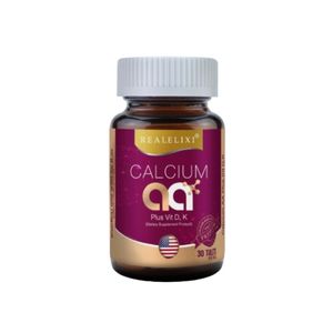 Realelixi Calcium AA+ Vit D K 30 แคปซูล แคลเซียม อะมิโน แอซิด คีเลต พร้อมวิตามิน D3 และ K1 ช่วยเสริมการดูดซึมและบำรุงกระดูกและฟันให้แข็งแรง เหมาะสำหรับผู้ที่ต้องการดูแลโครงสร้างร่างกายโดยรวม