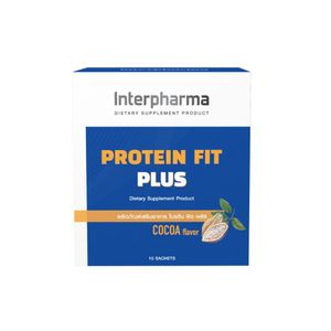 Interpharma Protein Fit Plus 10 ซอง ผลิตภัณฑ์เสริมอาหารโปรตีนจากพืชรวมหลายแหล่ง พร้อมอินูลินพรีไบโอติก ช่วยเสริมโปรตีนครบถ้วน สนับสนุนการสร้างกล้ามเนื้อ และเหมาะสำหรับควบคุมน้ำหนักและฟิตเนสทุกวัน