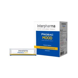 Interpharma Probac Mood 30 ซอง โปรไบโอติกสูตรพิเศษที่ช่วยเสริมระบบประสาทและลำไส้ ช่วยลดความวิตกกังวล ปรับอารมณ์ให้ผ่อนคลาย สนับสนุนการนอนหลับและระบบภูมิคุ้มกันในแต่ละวัน เหมาะสำหรับดูแลสุขภาพโดยรวมทุกวัน