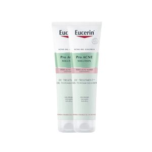 เซต EUCERIN Pro Acne Solution 3X Treatment Gel To Foam Cleanser Pack (150ml x 2) เจลโฟมล้างหน้าสูตรอ่อนโยนสำหรับผิวมันและผิวเป็นสิวง่าย ช่วยขจัดสิ่งสกปรก ความมันและสิวอุดตัน พร้อมช่วยลดรอยสิวเมื่อใช้เป็นประจำ เหมาะสำหรับใช้ทุกวัน