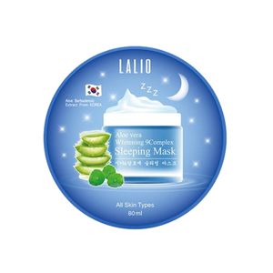 LALIO Aloe Vera Whitening 9 Complex Sleeping Mask 80ml มาส์กตอนกลางคืน อุดมด้วยว่านหางจระเข้ ใบบัวบก และไวท์เทนนิ่ง 9 ชนิด ช่วยเติมความชุ่มชื้น ปลอบประโลม และฟื้นบำรุงผิวให้ดูกระจ่างใสพร้อมเผยผิวสุขภาพดีทุกเช้า