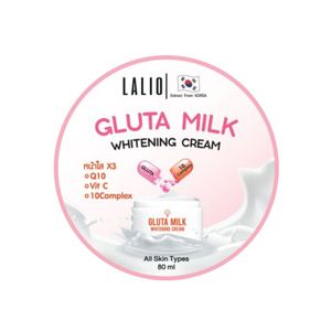 ครีมบำรุงผิวหน้า Lalio Gluta Milk Whitening Cream 80ml สูตรไวท์เทนนิ่ง ช่วยลดเลือนจุดด่างดำ เติมความชุ่มชื้น และเผยผิวกระจ่างใส เรียบเนียน เหมาะสำหรับใช้ทุกวัน
