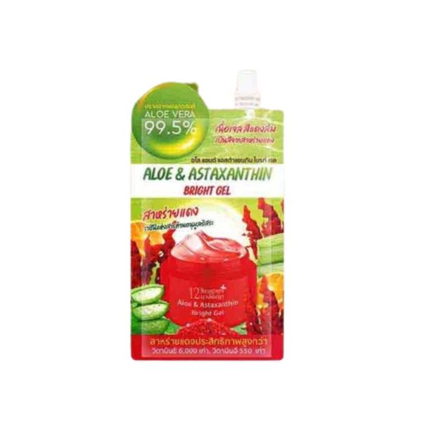 เจลบำรุงผิว 12Nangpaya Aloe & Astaxanthin Bright Gel 50g เติมความชุ่มชื้นและปลอบประโลมผิว พร้อมสารต้านอนุมูลอิสระเพื่อช่วยให้ผิวแลดูกระจ่างใสและเรียบเนียน เหมาะสำหรับใช้ทุกวัน