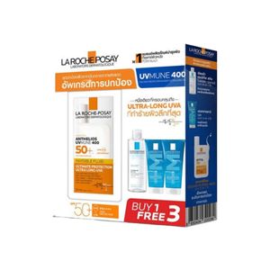 ชุด La Roche‑Posay UVMUNE400 Set + Micellar Water + Effaclar Purifying Foaming Gel ปกป้องผิวจากรังสี UV ด้วย SPF50+ พร้อมคลีนซิ่งอ่อนโยนและโฟมล้างหน้าสูตรลดความมัน เหมาะสำหรับผิวมันและผิวมีแนวโน้มเป็นสิวง่ายทุกวัน
