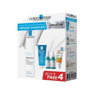 La Roche-Posay Effaclar K+ SET ชุดดูแลผิวมันและผิวมีแนวโน้มเป็นสิวอุดตัน ประกอบด้วย ผลิตภัณฑ์ล้างหน้า บำรุง ผลัดเซลล์ และกันแดด เพื่อผิวสะอาด เรียบเนียน และปกป้องจากแดด