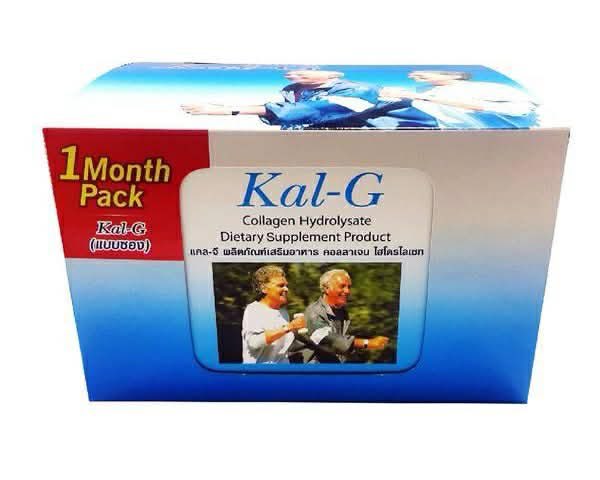 KAL-G Collagen Hydrolysate Powder 5 g 60 ซอง — คอลลาเจนเปปไทด์ดูดซึมง่าย ช่วยบำรุงผิวให้เนียนนุ่ม เพิ่มความยืดหยุ่นและสนับสนุนข้อต่อให้แข็งแรง เหมาะสำหรับผู้ที่ต้องการดูแลผิวและระบบโครงสร้างร่างกาย