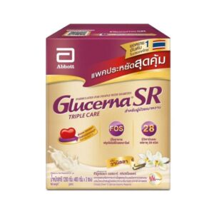 Glucerna SR Vanilla 400g x 3 อาหารทดแทนสำหรับผู้ป่วยเบาหวาน มีใยอาหาร FOS, โอเมก้า 3 & 9 และวิตามินแร่ธาตุ 28 ชนิด ช่วยควบคุมระดับน้ำตาลและเสริมโภชนาการครบถ้วน